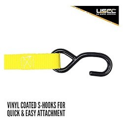 US Cargo Control 2620SH Ratchet Strap, 400 lb, 1 in Dia, 20 ft Length, S-Hook